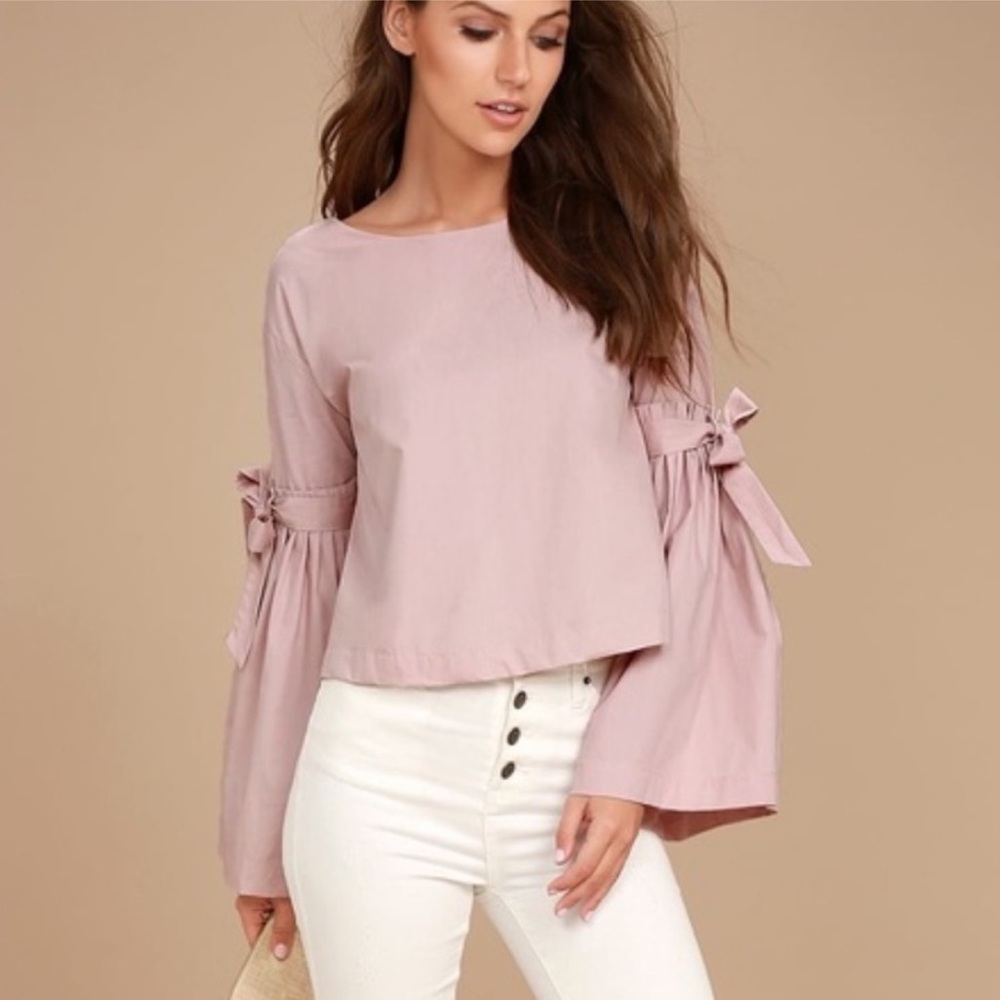 Free People Blush Pink Long Sleeve Open Back shirt